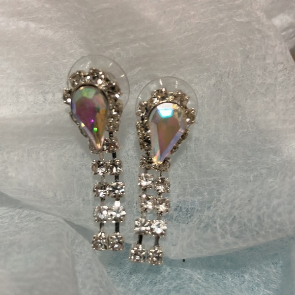 Teardrop Rhinestone Earrings - Picture 2 of 3